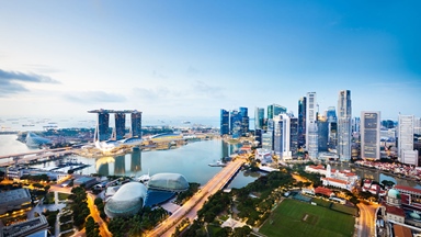 Singapore skyline blue sky